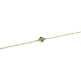 14K Gold Clover Emerald Charm Bracelet