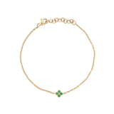 14K Gold Clover Emerald Charm Bracelet
