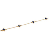 14K Gold Clover Sapphire Station Bracelet