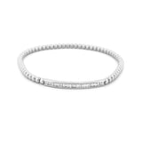 14K Gold Flexible Baguette Diamond Channel Bar Bead Bracelet