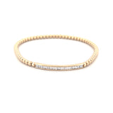 14K Gold Flexible Baguette Diamond Channel Bar Bead Bracelet