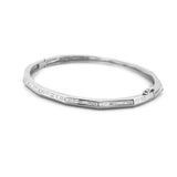 14K Gold Edge Beveled Geometric Baguette Diamond Channel Bangle