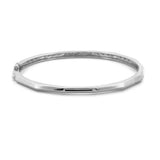 14K Gold Edge Beveled Geometric Baguette Diamond Channel Bangle