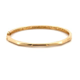 14K Gold Edge Beveled Geometric Baguette Diamond Channel Bangle