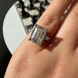 14K Gold Lab Grown Emerald Diamond Baguette Three Stone Engagement Ring