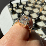 14K Gold Lab Grown Emerald Diamond Baguette Three Stone Engagement Ring