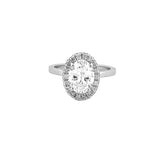 14K Gold 2.00 Lab Grown Oval Diamond 3D Halo and Diamond Prong Solitaire Engagement Ring