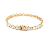 14K Gold Lab Diamond Alternating Pear and Round Tennis Bracelet