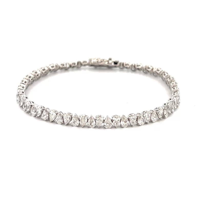 14K Gold Lab Diamond Alternating Pear Tennis Bracelet