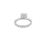 14K Gold 2.50 Lab Grown Round Diamond Eternity Under Halo Engagement Ring