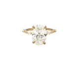 14K Gold 3.50 Lab Grown Oval Diamond Station Marquise Engagement Ring