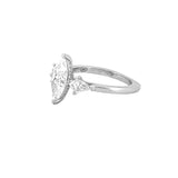 14K Gold Three Stone Lab Marquise and Kite Engagement Ring