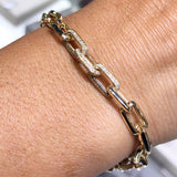 14K Gold Paper Clip Thick Diamond Bracelet