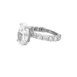 14K Gold 4.50 Carat Lab Grown Oval U Prong and Under Halo Engagement Ring