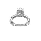 14K Gold 4.50 Carat Lab Grown Oval U Prong and Under Halo Engagement Ring