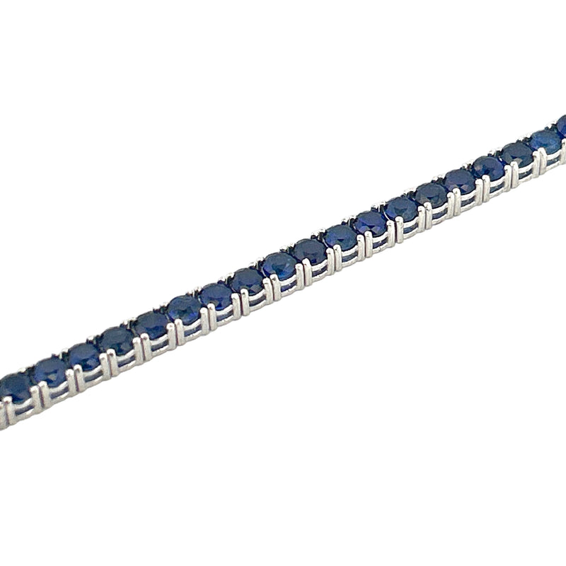 14K Gold Lab Grown 16.00 Carat Sapphire Tennis Necklace