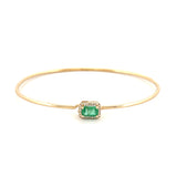 14K Gold Emerald Halo Bangle Bracelet