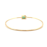 14K Gold Emerald Halo Bangle Bracelet