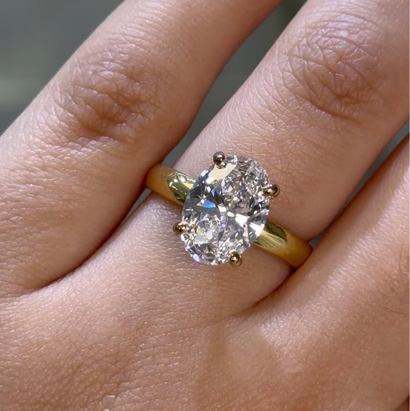 14K Gold Lab Grown Oval Diamond Solitaire 3MM Engagement Ring