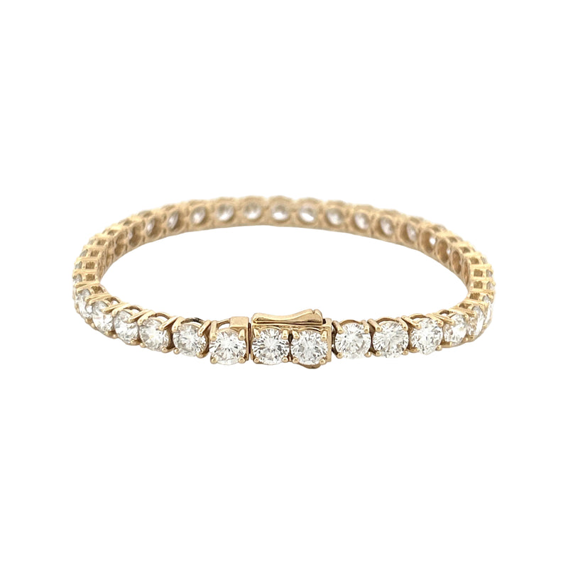 14K Gold 15.00 Carat Lab Grown Tennis Bracelet