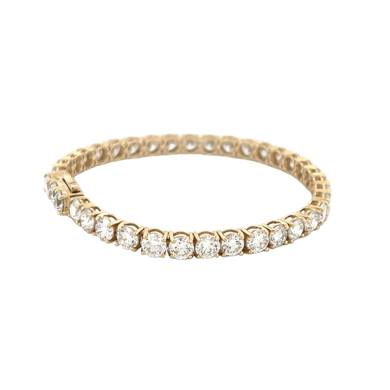 14K Gold 15.00 Carat Lab Grown Tennis Bracelet