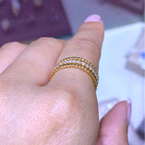14K Gold Three Row Roped Diamond Band