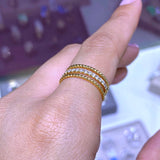 14K Gold Three Row Roped Diamond Band