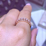14K Gold Three Row Star Diamond Band