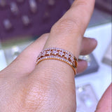 14K Gold Three Row Star Diamond Band