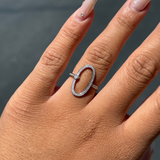 14K White Gold Open Oval Diamond Ring