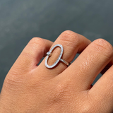 14K White Gold Open Oval Diamond Ring