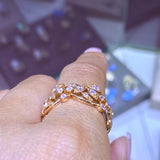 14K Gold Art Deco Flower Diamond Band