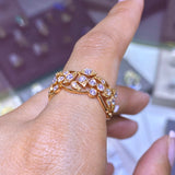 14K Gold Art Deco Flower Diamond Band