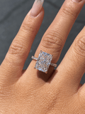 14K Gold 7.00 Carat Lab Grown Radiant Diamond Prong Set Under Halo Engagement Ring