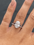14K Gold 3.50 Carat Lab Grown Oval Diamond Solitaire Under Halo Engagement Marquise Set