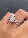 14K Gold 3.50 Carat Lab Grown Oval Diamond Solitaire Under Halo Engagement Marquise Set