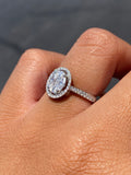14K Gold Oval Cluster Natural Diamond Channel Engagement Ring