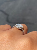 14K Gold Oval Cluster Natural Diamond Channel Engagement Ring
