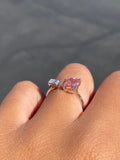 14K Gold Pink and White Lab Grown Diamond Open Band