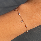 14K Gold Diamond Star and Bezel Bracelet