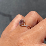 14K Gold Oval Morganite Split Curve Diamond Ring