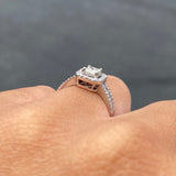 14K Gold Princess Natural Diamond Halo 3 Row Engagement Ring