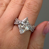 14K Gold 3.50 Carat Lab Grown Marquise Diamond Baguette Cross Filigree Engagement Ring