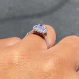 14K Gold 1.50 Carat Lab Grown Cushion Diamond Halo Ribbed Engagement Ring