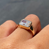 14K Gold East West 3.00 Carat Lab Grown Radiant Diamond Bezel Engagement Band