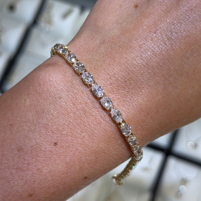 14K Gold East West Lab Grown 3.5MM Oval Tennis Bracelet