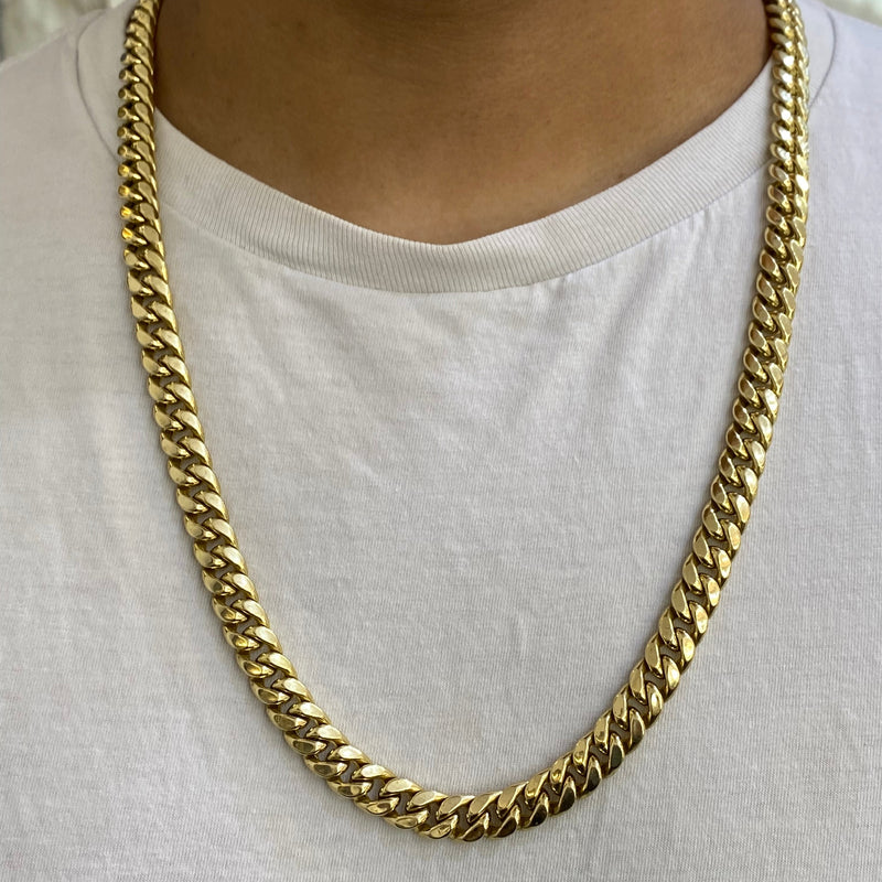 14K Gold 9.5MM Hollow Cuban Chain Necklace