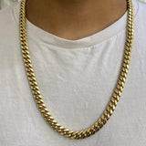 14K Gold 9.5MM Hollow Cuban Chain Necklace