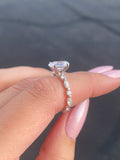 14K Gold Lab Grown 2.00 Carat Oval Diamond with Marquise and Round Setting Engagement Ring