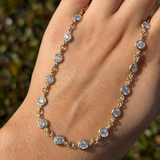 14K Gold Spaced Lab Grown Diamond Bezel Necklace